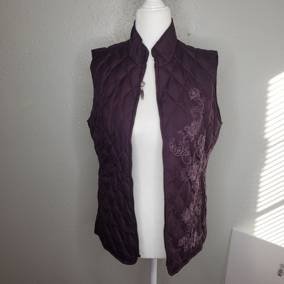 Eddie Bauer goose down purple puffer floral vest size small - Picture 13 of 13